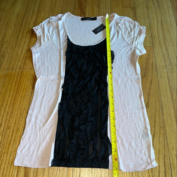 NWT The Limited fitted pink tee with black ruffle front - Picture 4 of 7
